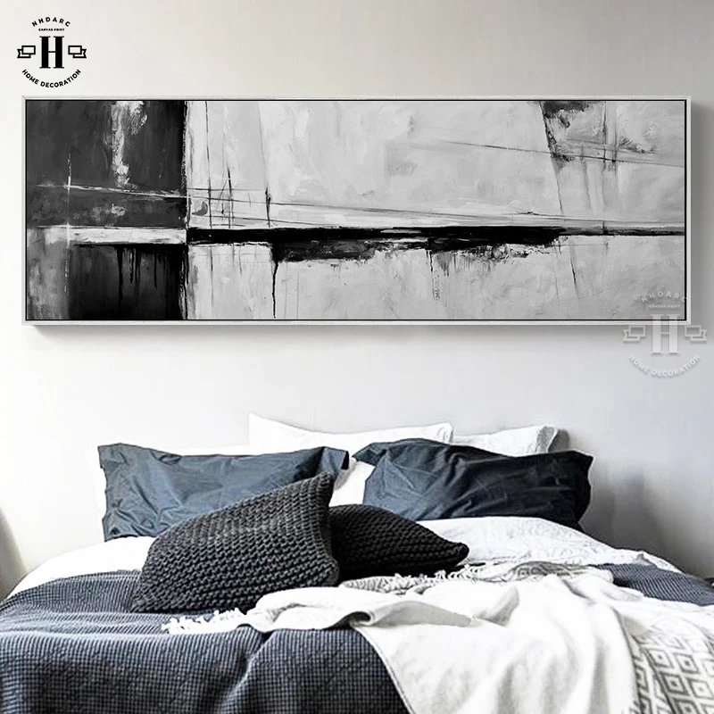 

Modern Abstract Style Canvas Painting Black White Blue Prints And Poster Wall Pictures Art For Home Room The Head of Bed Decor