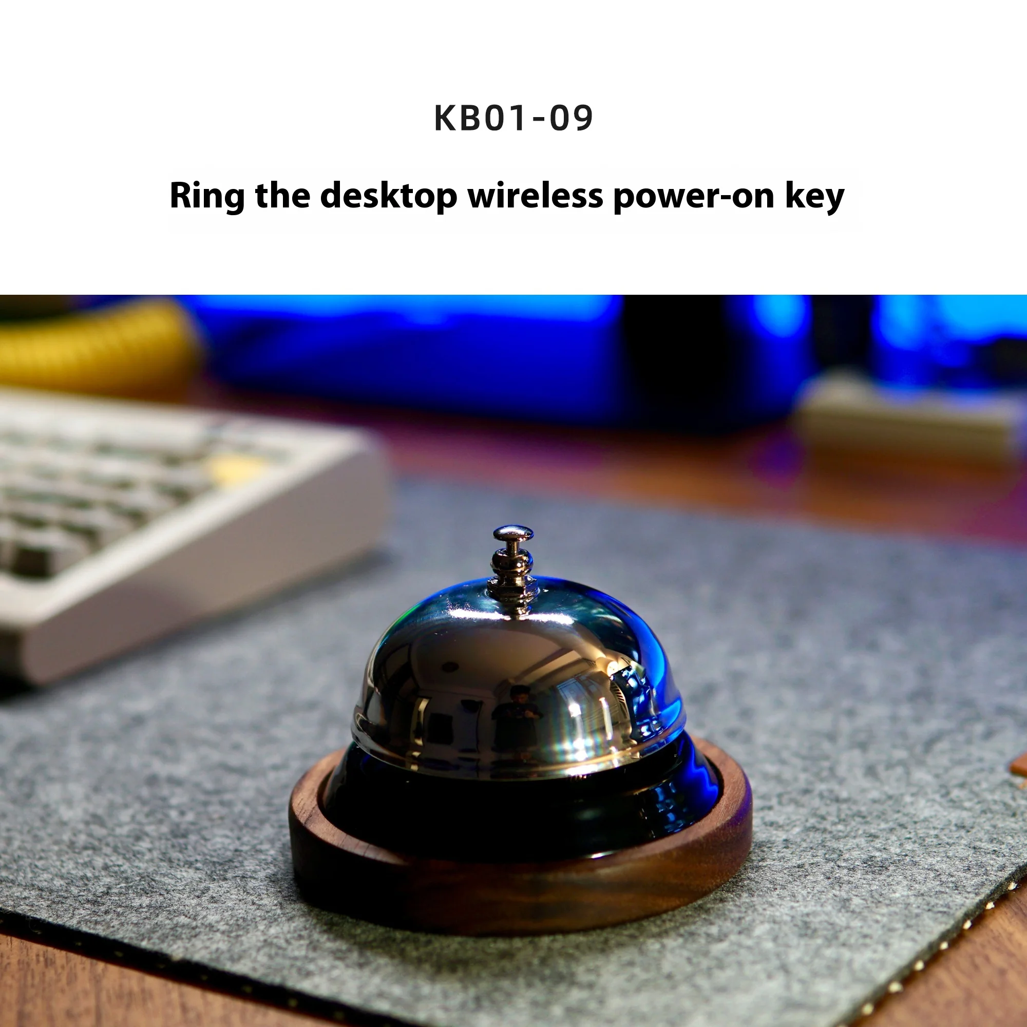DOIO KB01-09 Беспроводной ключ питания Настольный стартер с открытым звонком Внешний настольный переключатель Портативный стальной фюзеляж из черного ореха на заказ (art.: 3920cc0ef34cd) - 3920cc0ef34cd