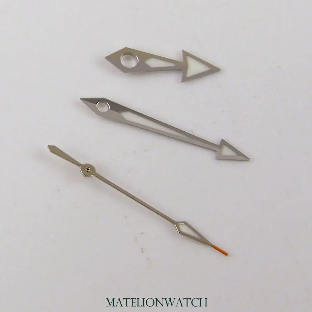 Детали серебряных стрелок часов подходят для Mingzh3804 Miyota8215 821A красные/оранжевые GMT