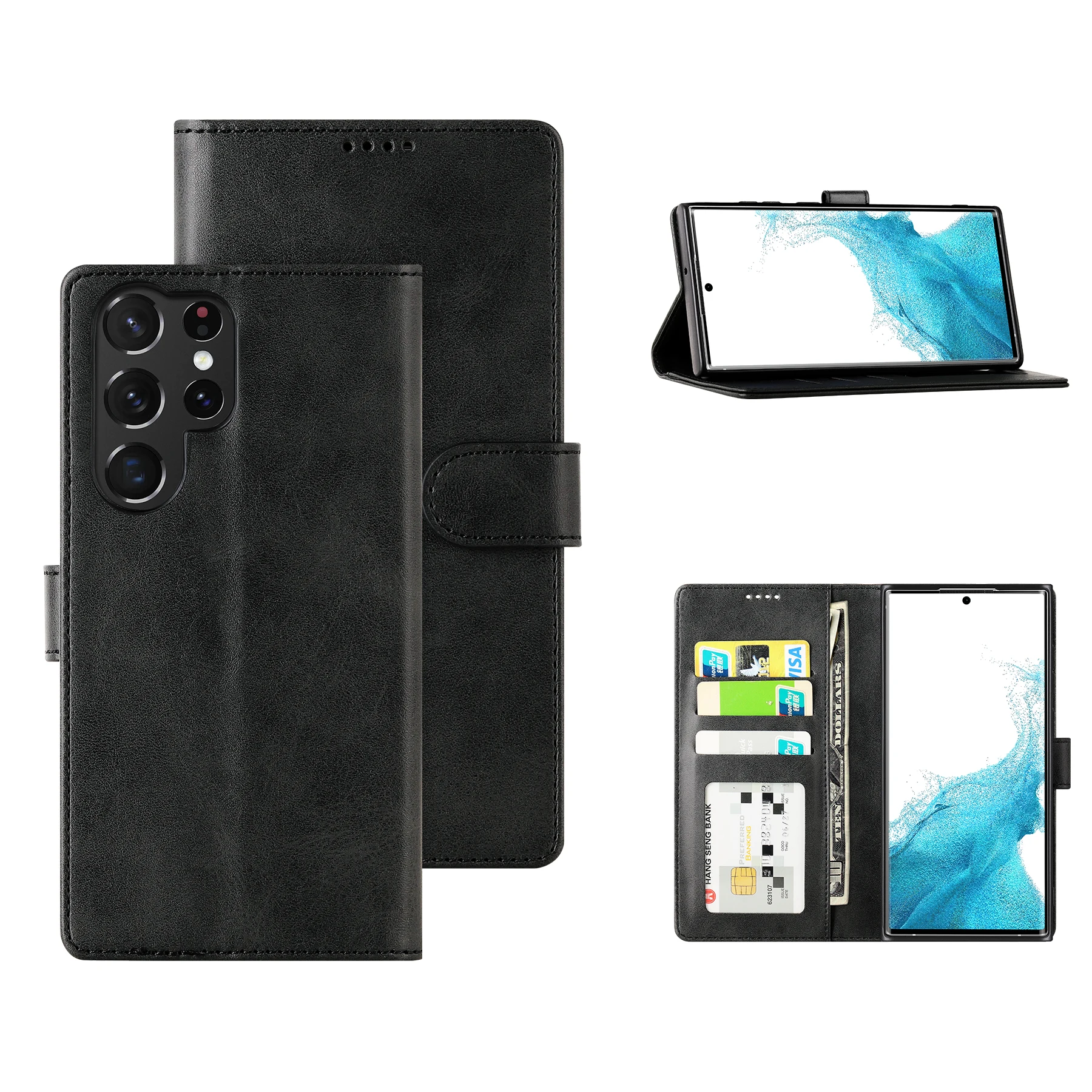 

Samsung Galaxy S22 Ultra 5G Flip Case with Card Slot Kickstand Magnetic Closure Leather Wallet Case for Galaxy S22 Ultra 5G