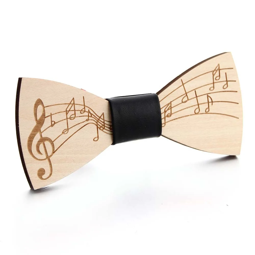 

Мужской экологичный галстук-бабочка Woodenbowtie ручной работы, музыкальные ноты, украшение для вечеринки