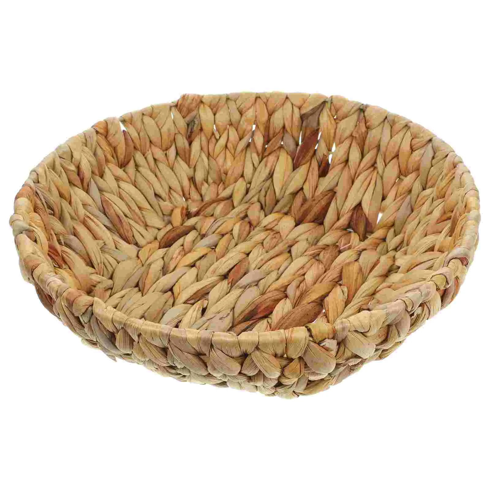 

Storage Baskets Bread Holder Round Woven Container Water Hyacinth Food Decorative Tray Desktop