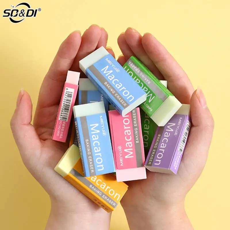 

1pc Durable Pencil Eraser Macaron Color Less Crumb Eraser Kids Non-marking Correction Eraser Student School Stationery Gift