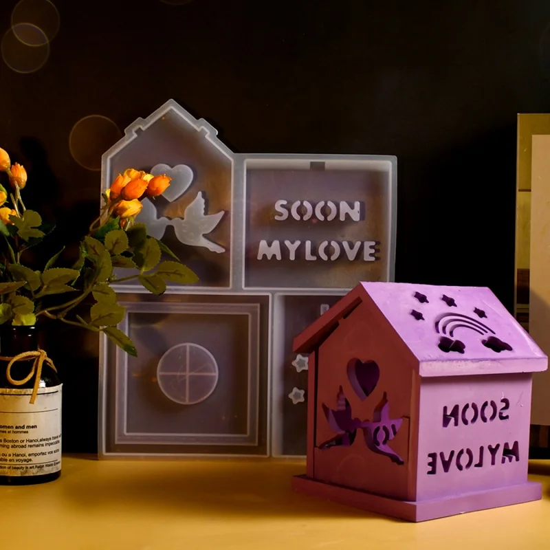 DIY сращивание свечи дом гипсовая силиконовая форма креативная любовь и мир