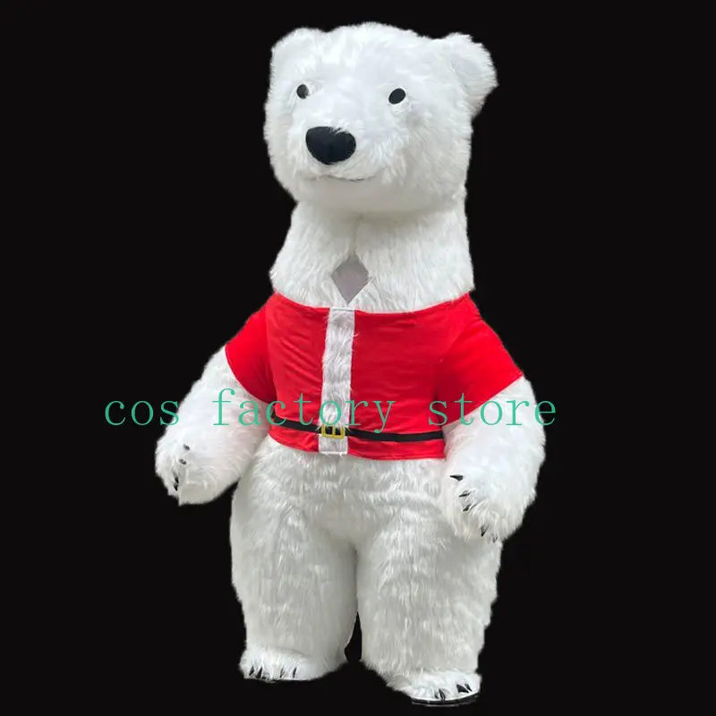 2023 Inflatable Polar Bear Costume Adult Blow Up Fur Plush Mascot Suit Animal Character Inflated Garment for Party Events