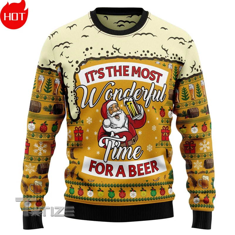 Merry Christmas 3D Printed Sweatshirts Happy Drink Beers Graphic Ugly Sweaters Fashion New In Mens Clothing