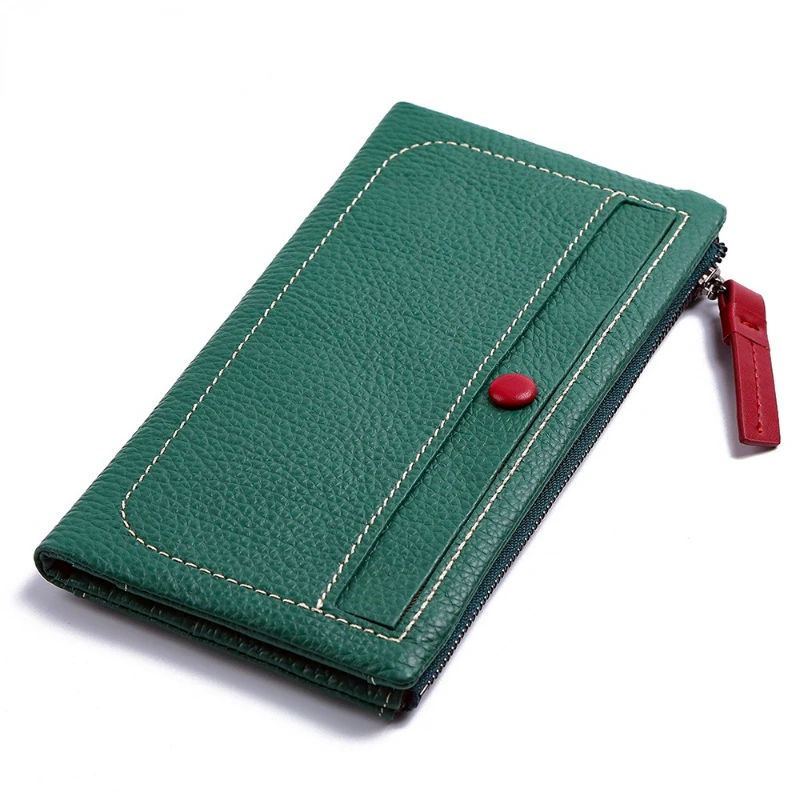 

Real Leather Wallets Long Zipper Lady Clutch Female Card Holder Wallets Luxury Women Wallets Leather Female Purse Designer
