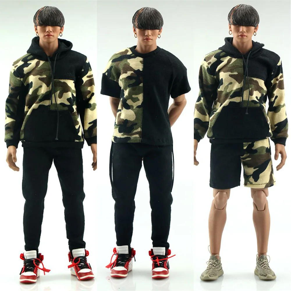 Модная мужская камуфляжная Толстовка FA009 в масштабе 1/6, штаны, модель для экшн-фигурки 12 дюймов, аксессуары