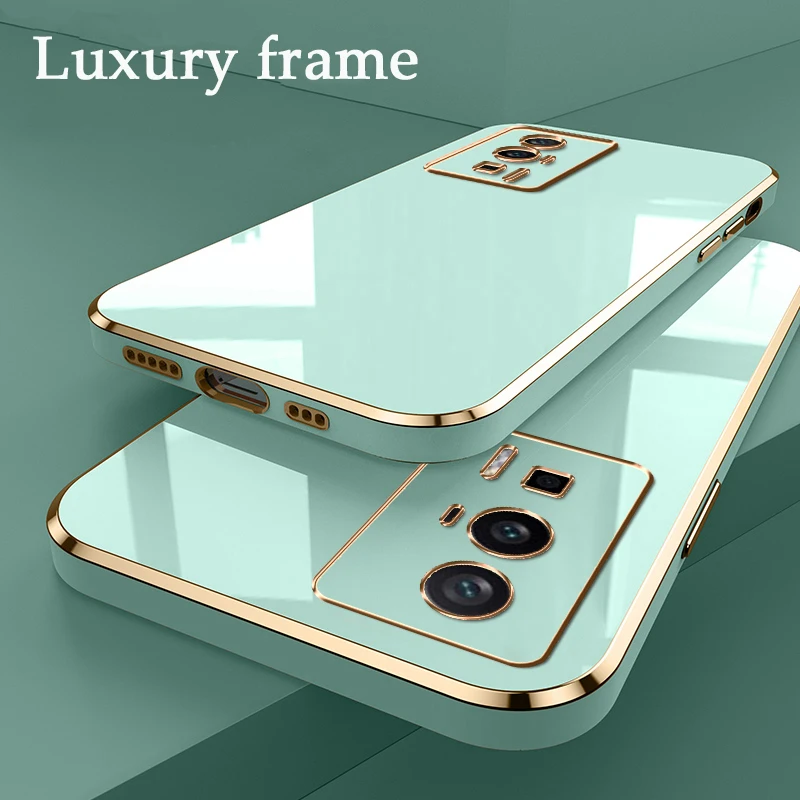 Luxury Electroplated Case For Xiaomi Poco F5 F2 Pro F4 F3 X4 GT C55 Gold Plated Quare Border Soft Silicone Funda Cover