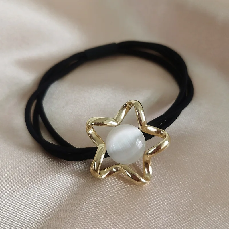 Металлические Элегантные резинки с опалом женские эластичные для волос