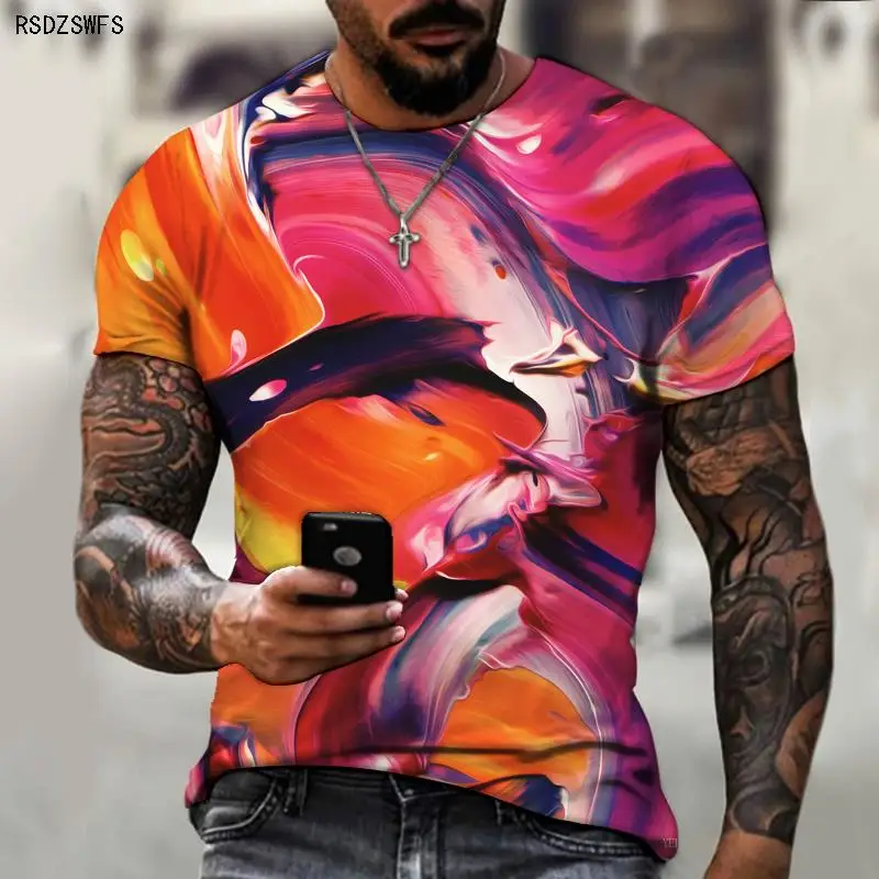 

Мужская камуфляжная рубашка в стиле Харадзюку, Повседневная рубашка с интересным геометрическим 3d художественным красочным принтом, с кру...