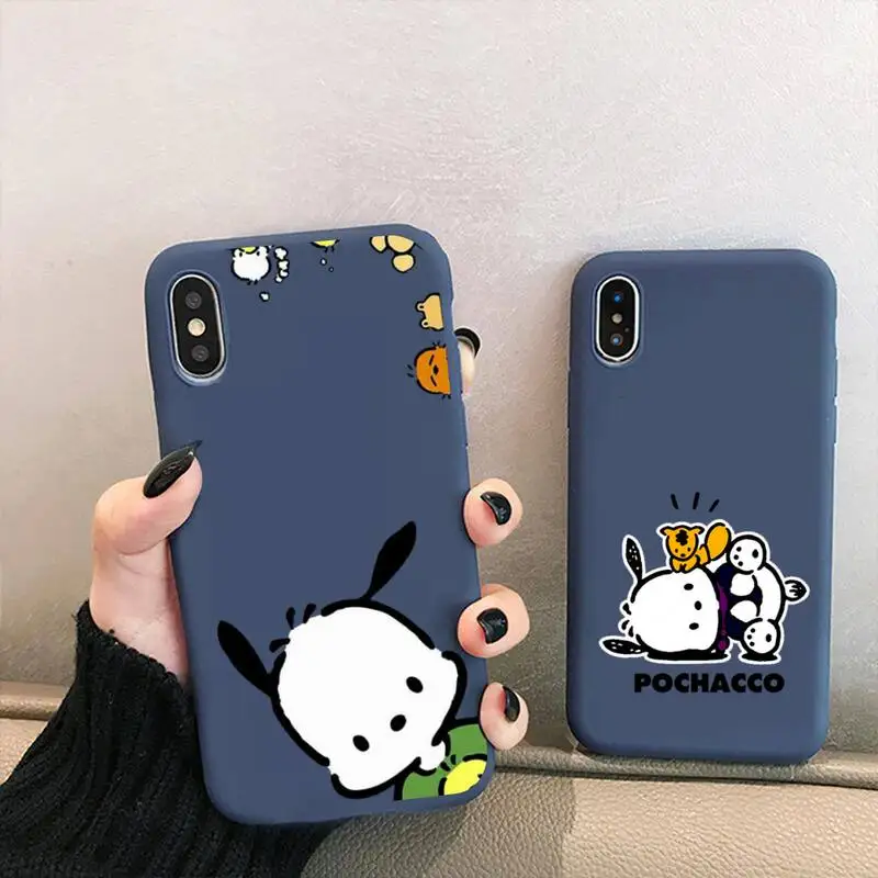 

Pochacco Dog Phone Case for iPhone 13 12 mini 11 Pro XS MAX X XR 7 8 6 Plus Candy Color blue Soft Silicone Cover