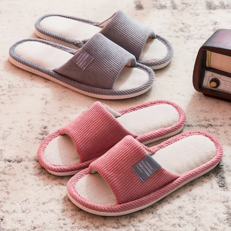 Home Slippers Women's Winter Cotton Linen Men's Couple Soft Soled Warm Slippers Comfortable Fashion  Women Slippers