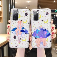 cartoon sailor moon anime phone case for samsung a73 a72 a71 a53 a52 a51 a42 a33 a32 a23 a22 a21s a13 a12 a03 a02 transparent