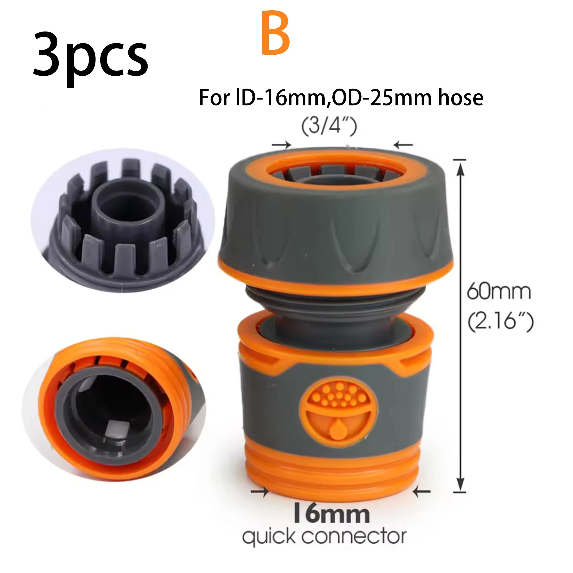 

Быстроразъемные соединители для садового шланга 1/2" 3/4", пластик, набор из 3 штук