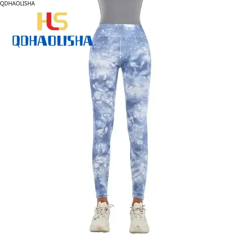 Женская одежда Брюки Tie Dye Узкие брюки Эластичные повседневные модные элегантные