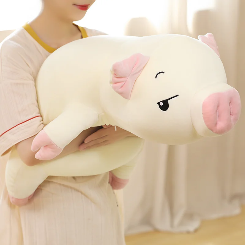 Giant Chubbby Cute Pig Stuffed Doll Lying Plush Piggy Toy Kawaii Animals Soft Plushie Dolls Kids Comforting Gift images - 6