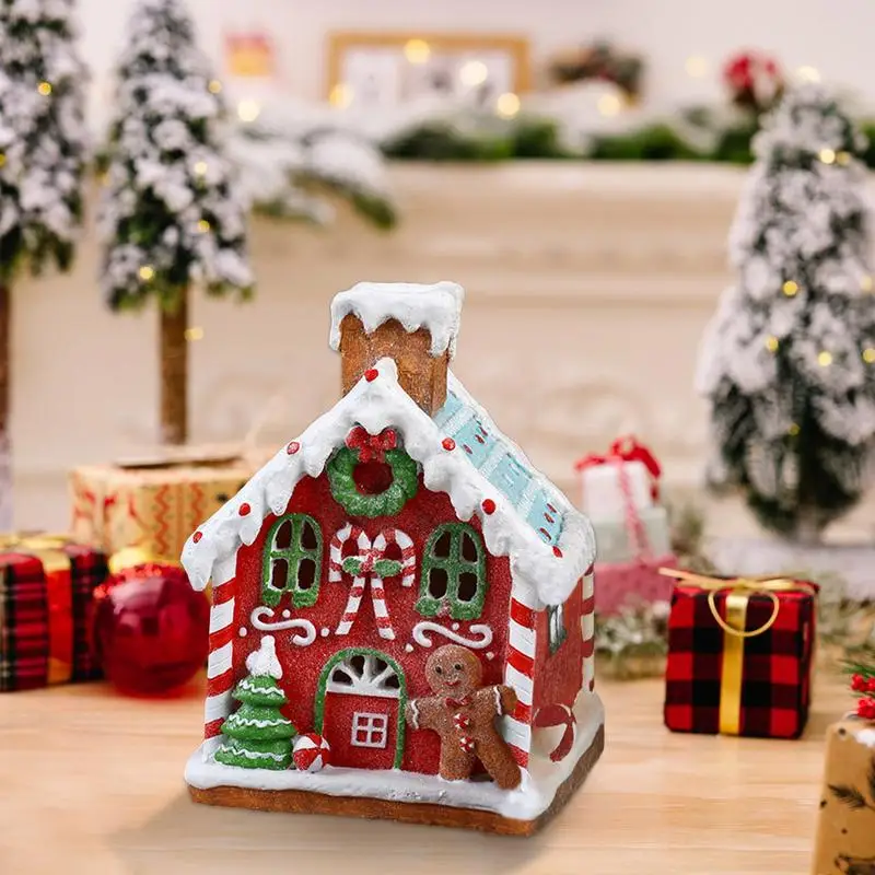

Имбирный домик, изысканный Рождественский имбирный Домик из смолы, искусственное украшение для праздника, праздничный ручная роспись, домашний декор