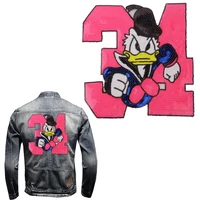 25cm donald duck print clothing sew on embroidered sequin patches fashion jackets for men and women diy accessories