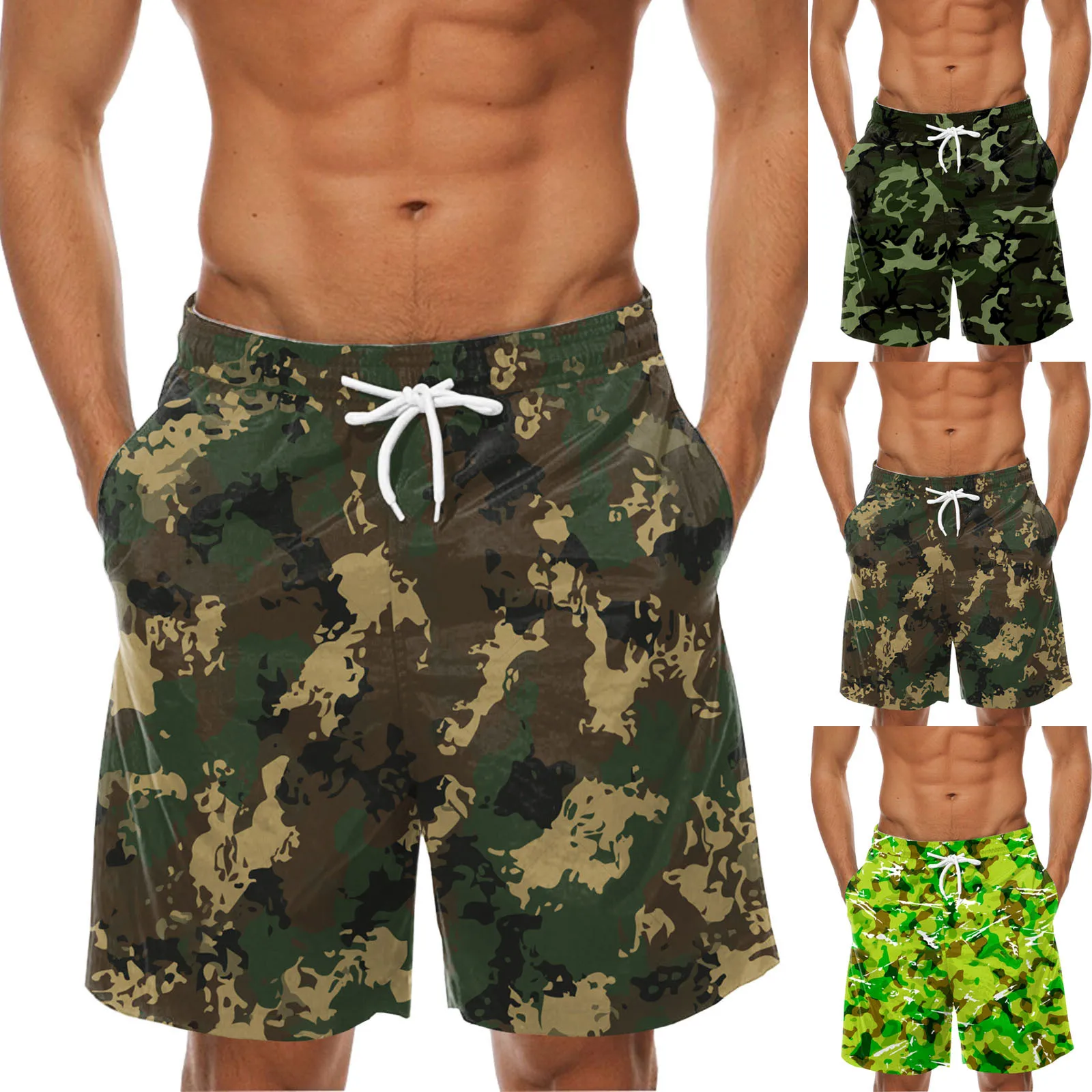 

Мужские спортивные шорты с карманами, с принтом