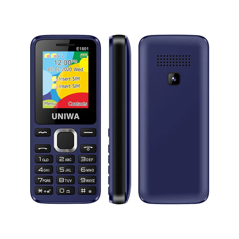 Фото UNIWA E1801 Функция телефона с 1,77-дюймовым дисплеем, аккумулятор емкостью 800 мАч, сотовый телефон с двумя SIM-картами и FM-радио для пожилых людей, поддержка расширения TF №2