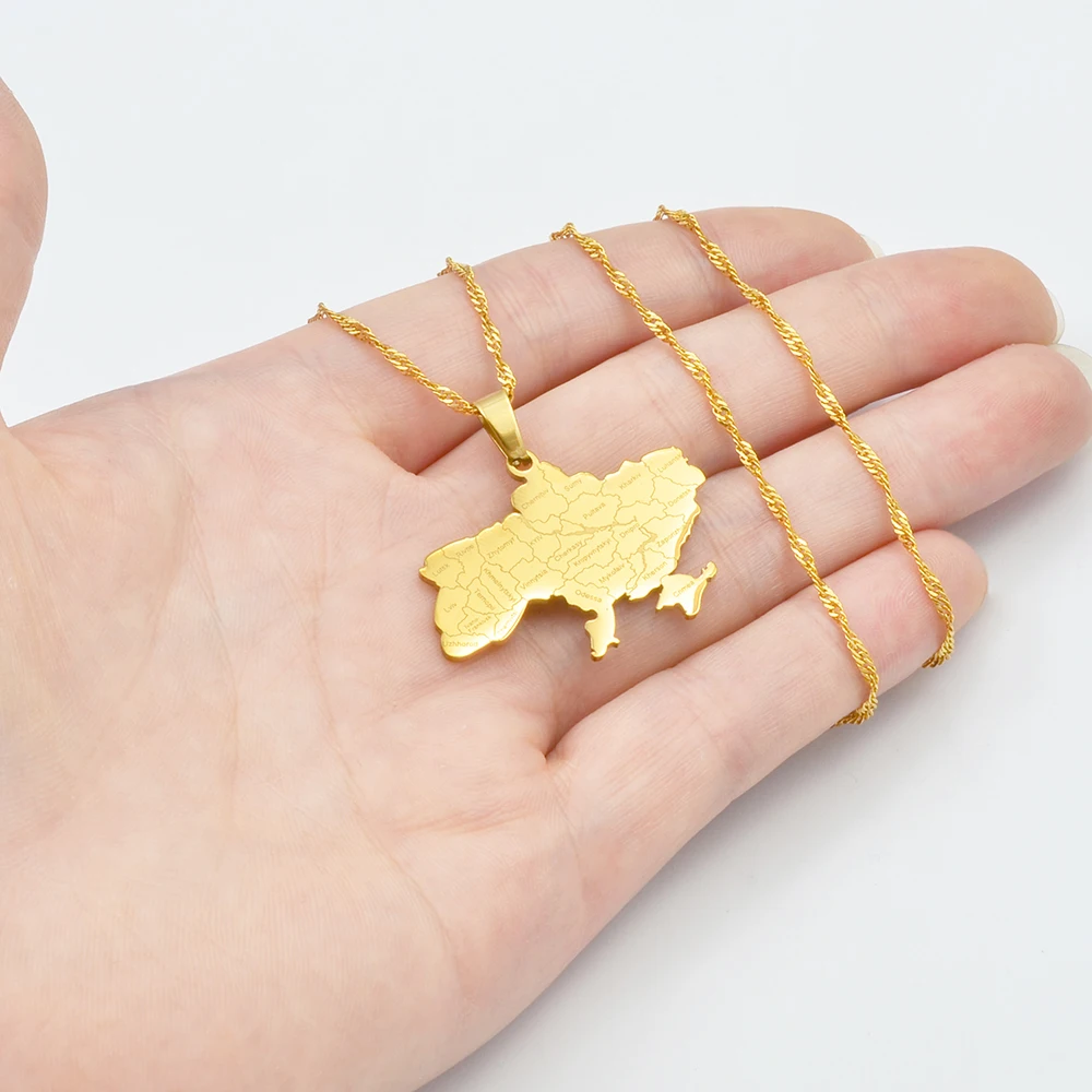Ожерелье с подвеской в виде карты городами Anniyo Украина Kyiv украшения из Украины