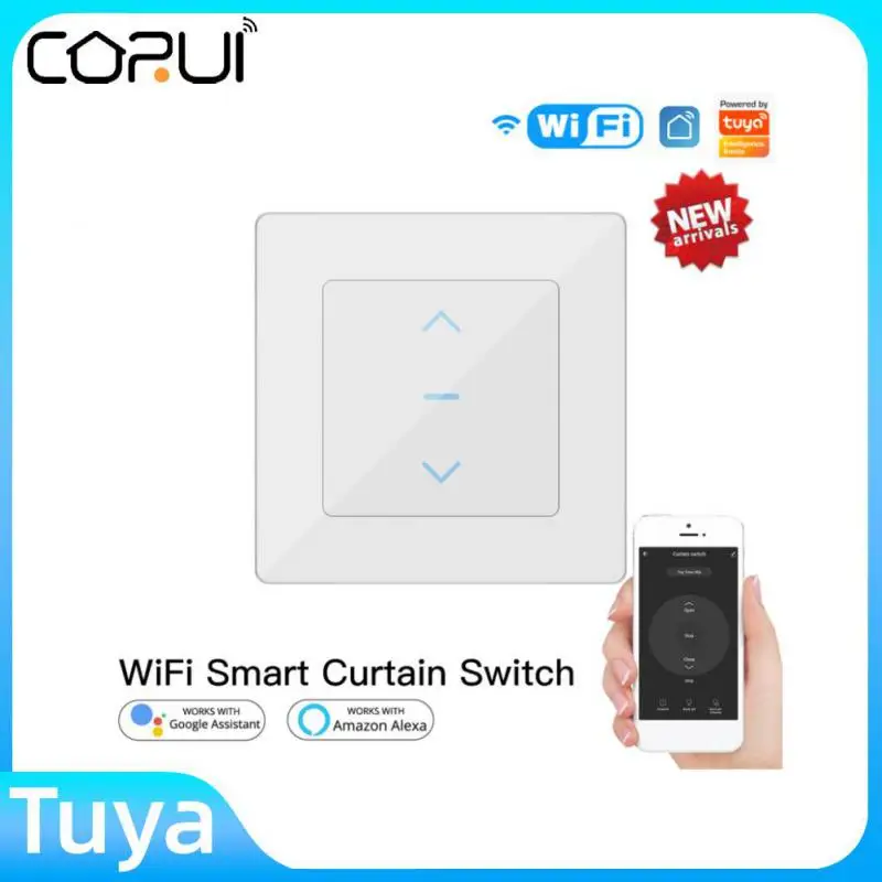 

CORUI Tuya WiFi Smart Curtain Switch Touch Design For Motorized Curtains And Roller Blinds Work With Smart Life App Alexa Google