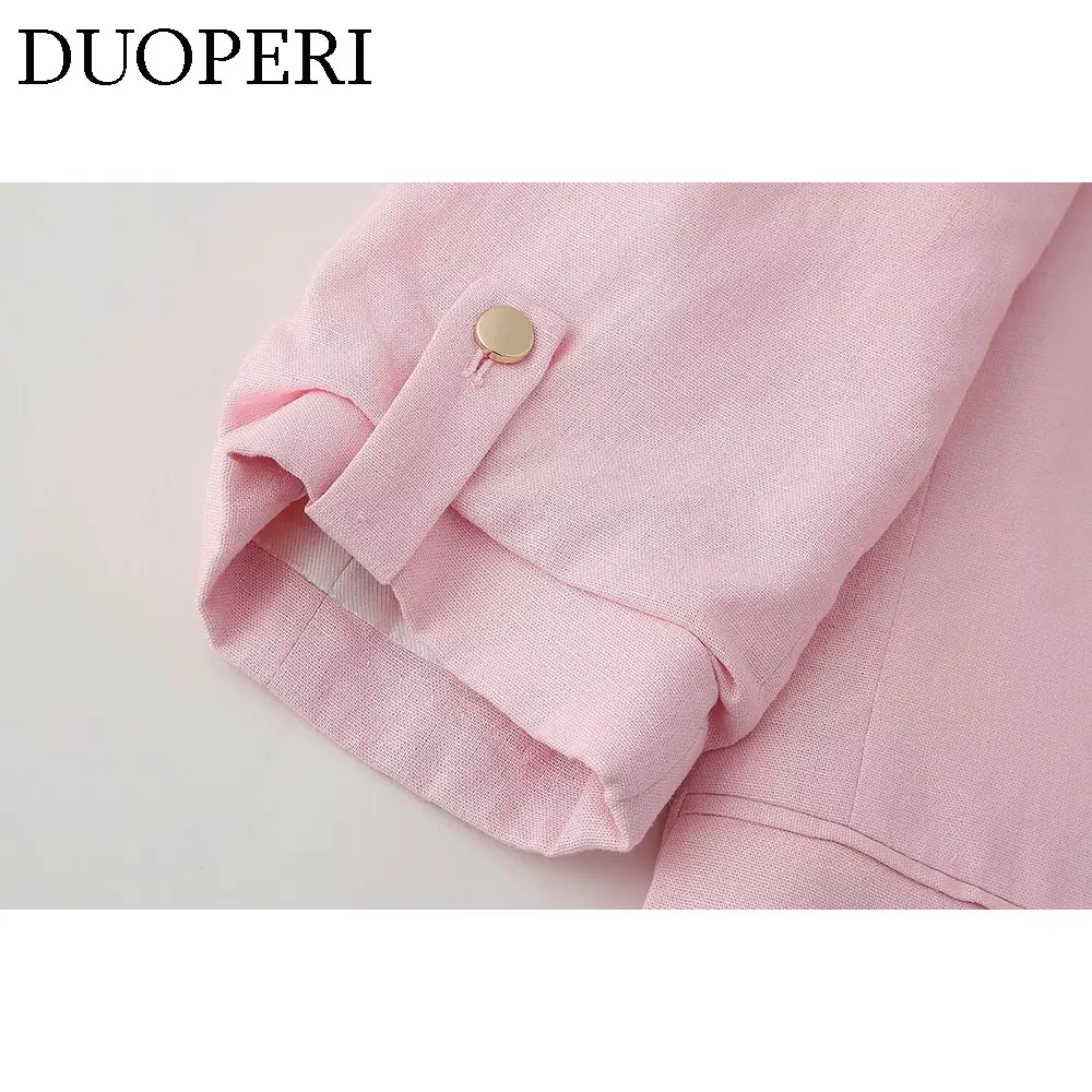 Розово-розовый женский пиджак с английским воротником и длинными рукавами от