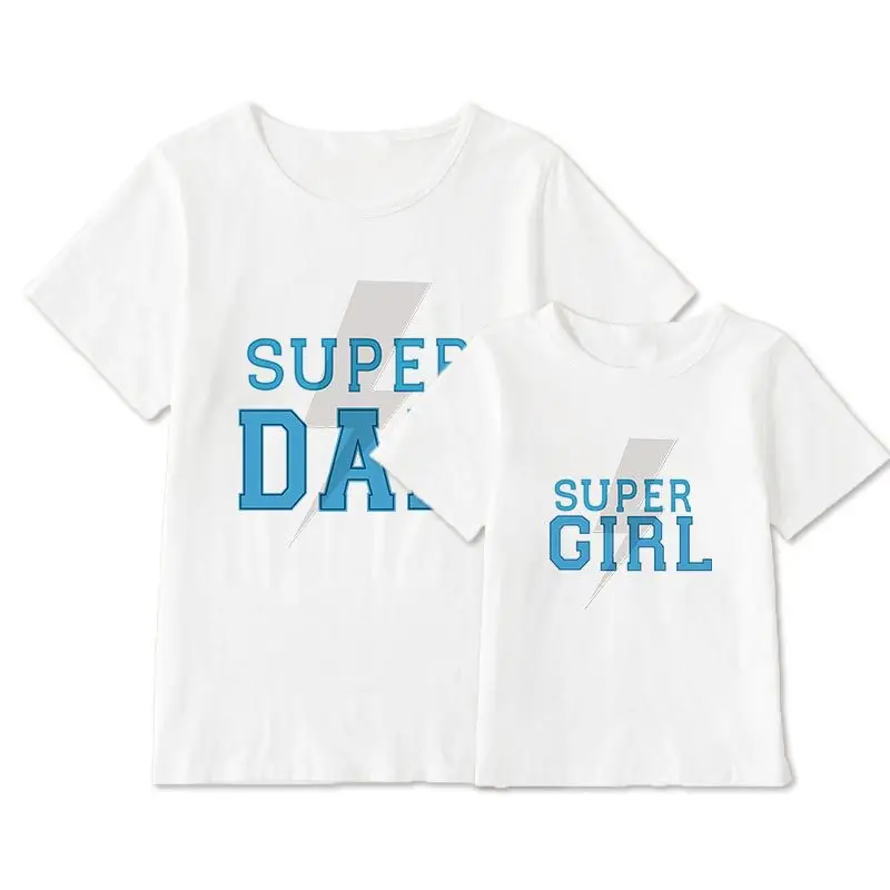 

Комплект одежды с круглым вырезом для отца и дочери, семейные одинаковые костюмы, простые летние костюмы с короткими рукавами для папы, детей.