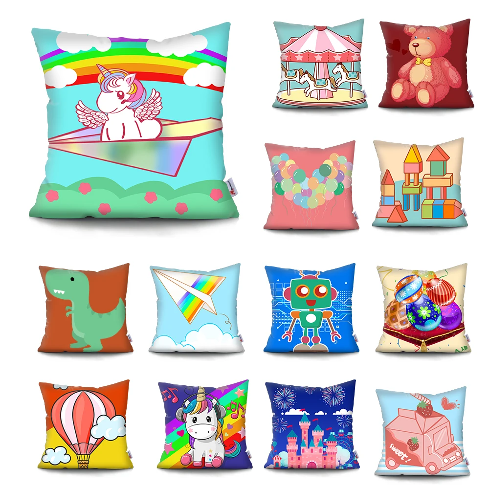 

Cute cartoon cushion cover 45x45cm Polyester Throw Pillow Case Super Soft Short Plush Cushion Covers Home Decoration Pillowcase