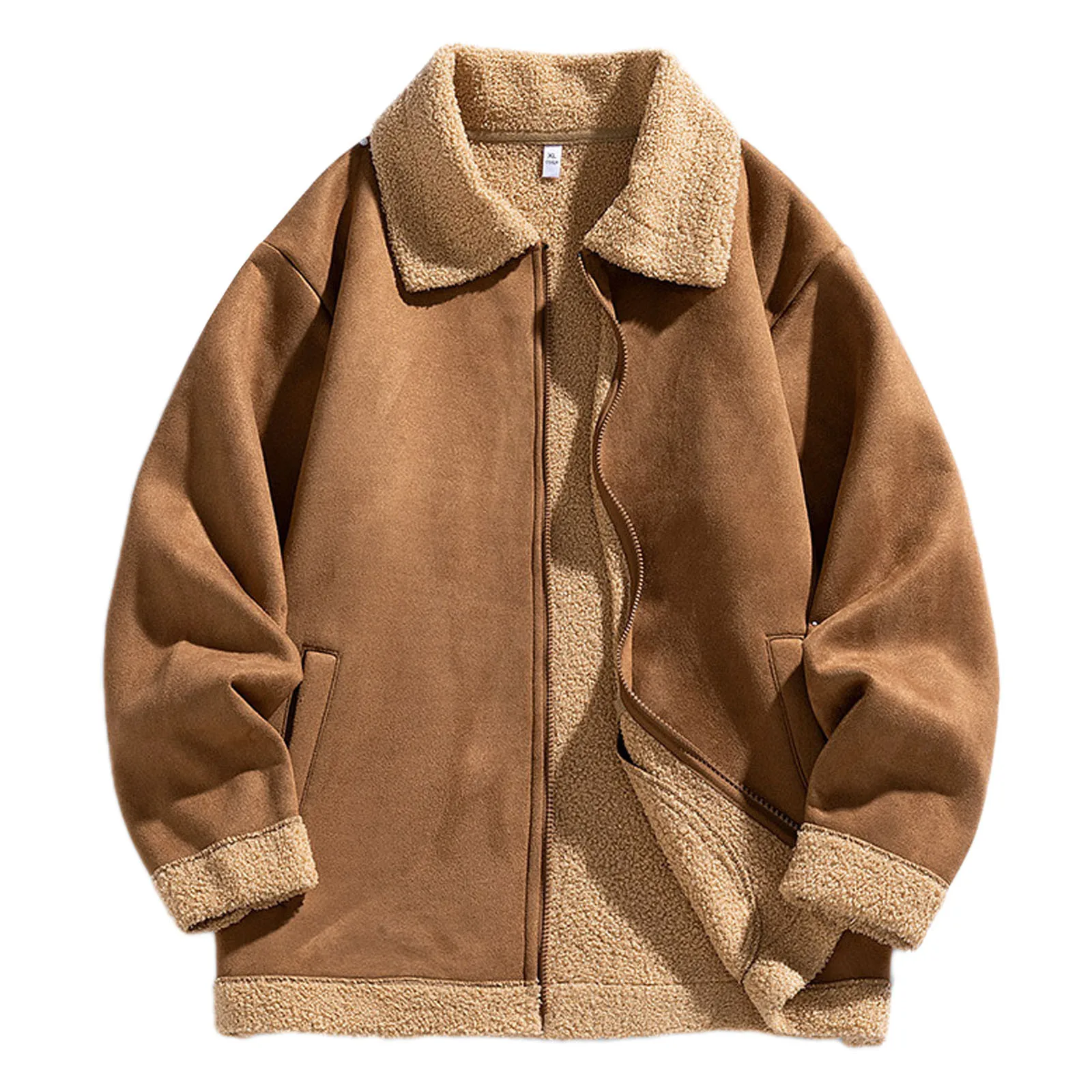 Осень-зима мужская хлопковая куртка теплая флисовая утепленная однотонная с