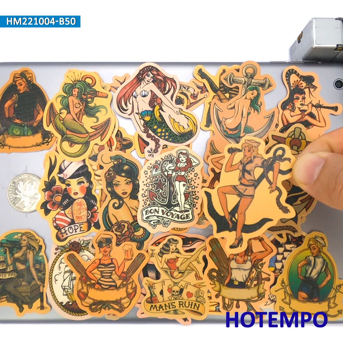 наклейки на татуировки моряка Навигатор Арт Граффити Ретро мода Сексуальная