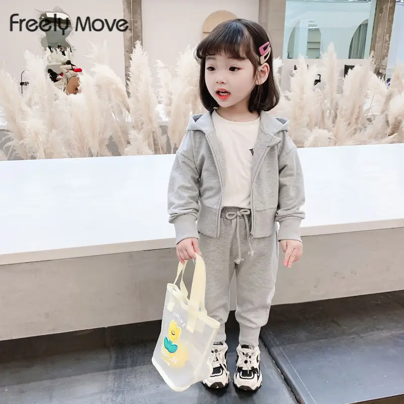

Freely Move 2022 New Spring And Autumn Children Clothes Long Sleeve Zipper Hooded Sweaters Suit Baby Girls Sportsuit 2 Piece Set