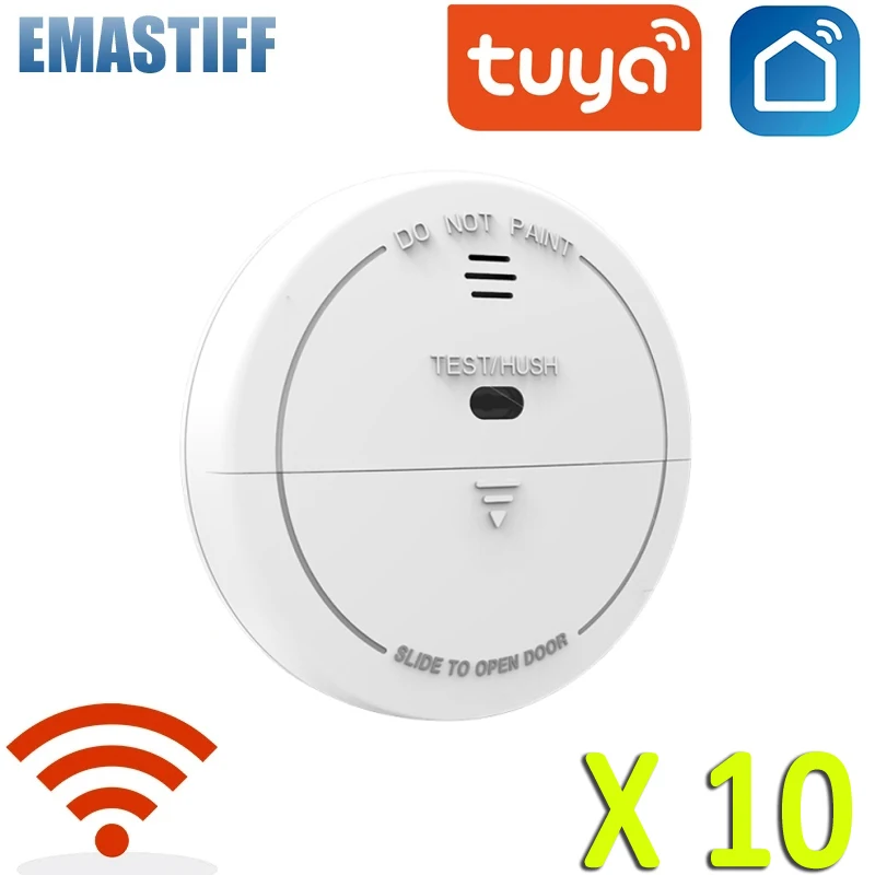 

10PCS Tuya WiFi Smart Smoke Detector Wireless Smart Fire Smoke Alarm for Fire Sensor Home Security System Fireman Smoke Alarm