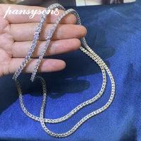 pansysen brilliant 100 925 sterling silver 3mm 4mm round cut real moissanite necklace for women wedding engagement fine jewelry