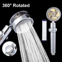 with filter and pause switch handheld turbocharged pressure rainfall shower head 360 rotated spinning propeller shower
