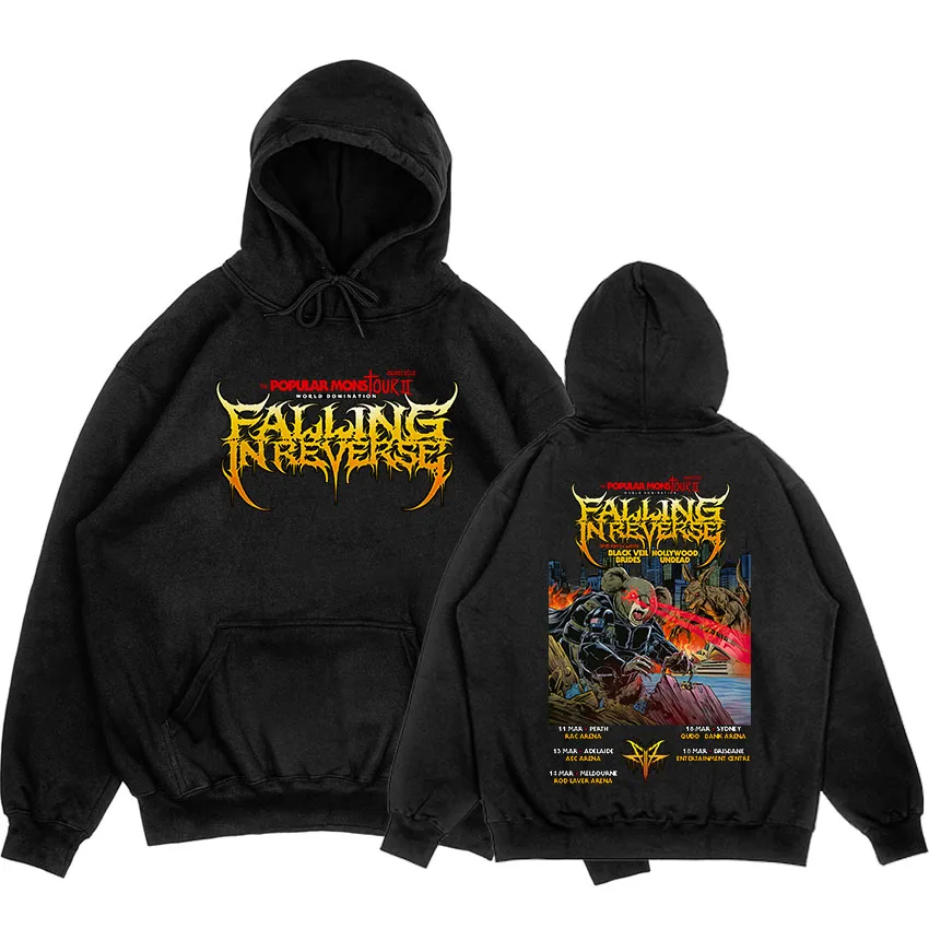 The Popular Monstour II: World Domination Tour 2025 Hoodies Falling in Reverse Hip Hop Sweatshirts Moletom Masculino Streetwear