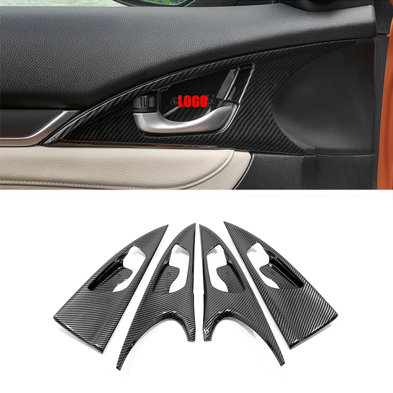 

Аксессуары для Honda Civic 2016-2019, внутренняя боковая дверная ручка автомобиля, накладка на чашу, внутренняя ручка, рама, Стайлинг интерьера