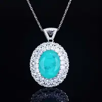 HOYON Luxury Encrusted Diamond Vintage Style Pendant Necklace Lake Blue Paraiba Large Carat Colorful Treasure Tourmaline Pendant
