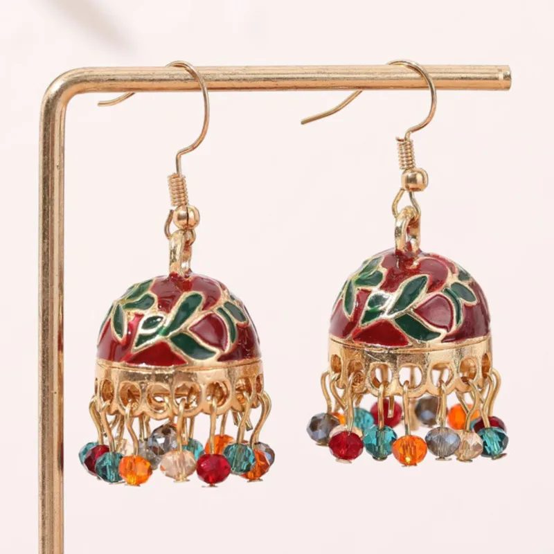 

Indian Ethnic Earrings Jewelry 2022 Women's Antique Gold Boho Vintag Bell Pearl Tassel Earrings Jhumka Jhumki