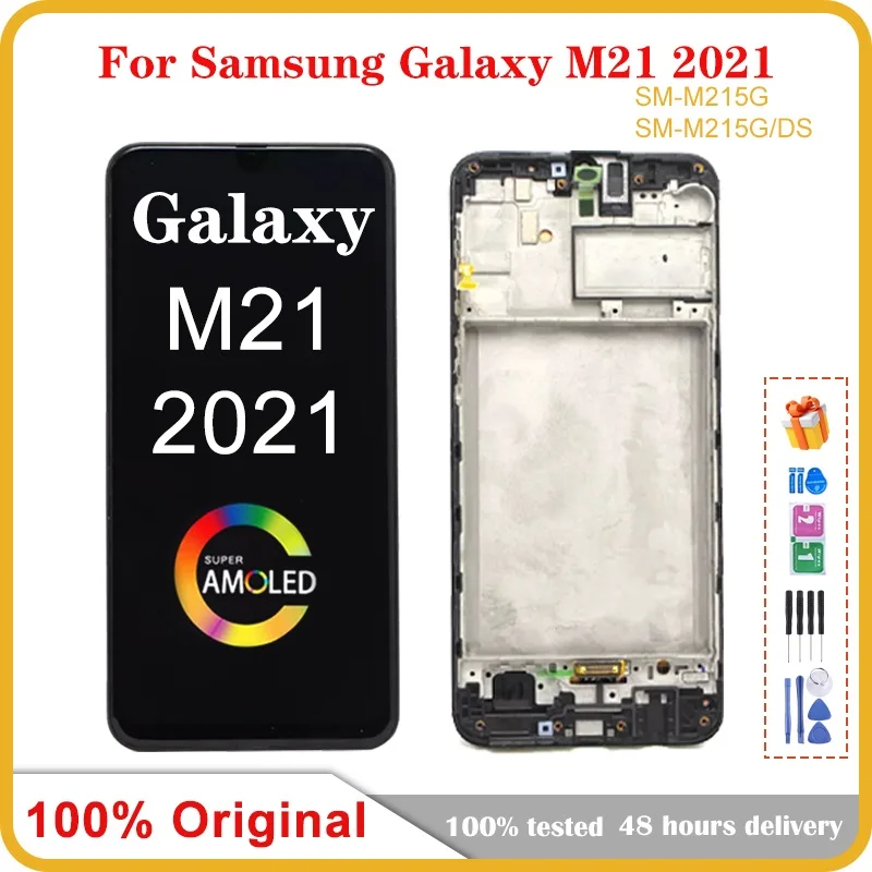 

6,4 "оригинальный AMOLED дисплей для Samsung Galaxy M21 2021 LCD SM-M215G/DS дисплей сенсорный экран дисплей дигитайзер Замена