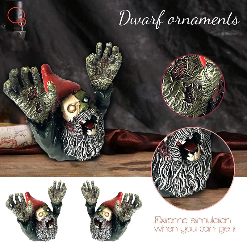 

Zombie Gnomes Statue For The Garden Scary Gnome Dwarf Ornaments Resin Horror Zombie Gnome Garden Frightening Decorations