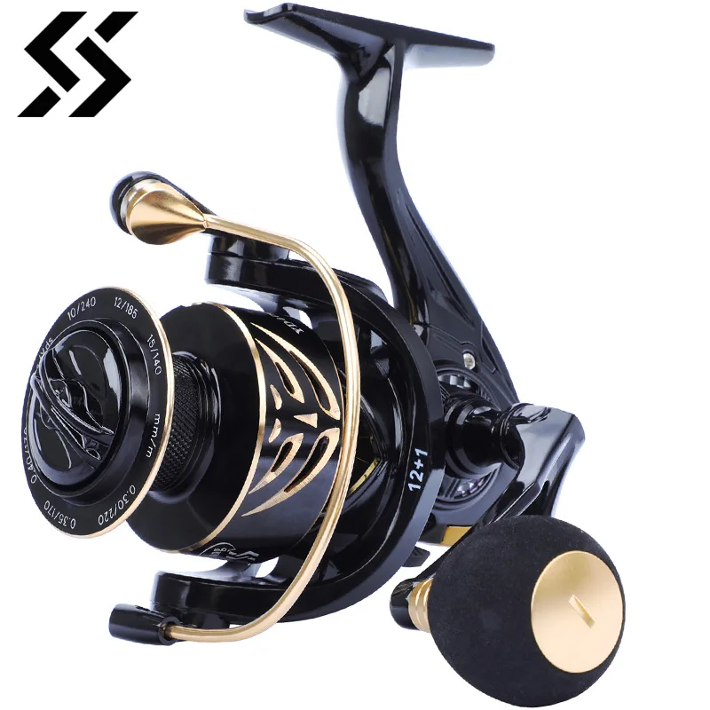

Sougayilang Spinning Fishing Reel 5.2:1 High Speed 12+1BB 12KG Max Drag SaltWater/FreshWater Fishing Tools Fishing Tackle Pesca