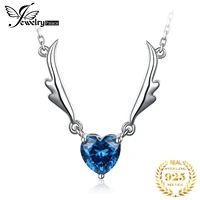 jewelrypalace new arrival angel wing 1 5ct love heart cz simulated blue sapphire 925 sterling silver pendant necklace for woman