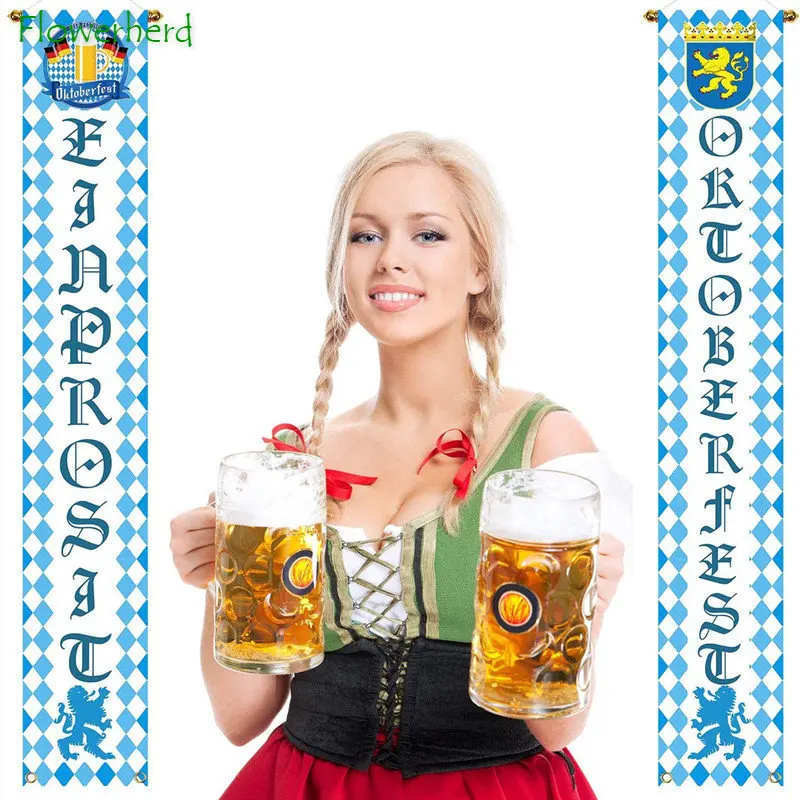 

2 Pcs Oktoberfest Sign Banner Flag Oktoberfest Decorations Beer Party Supplies Polyester Fabric Banner for German Theme