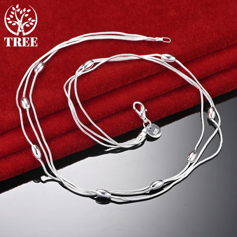 

ALITREE 925 Sterling Silver Necklace For Woman Pretty Many Snake Chain Lady Party Romantic Wedding Birthday Gift Fashion Jewelry