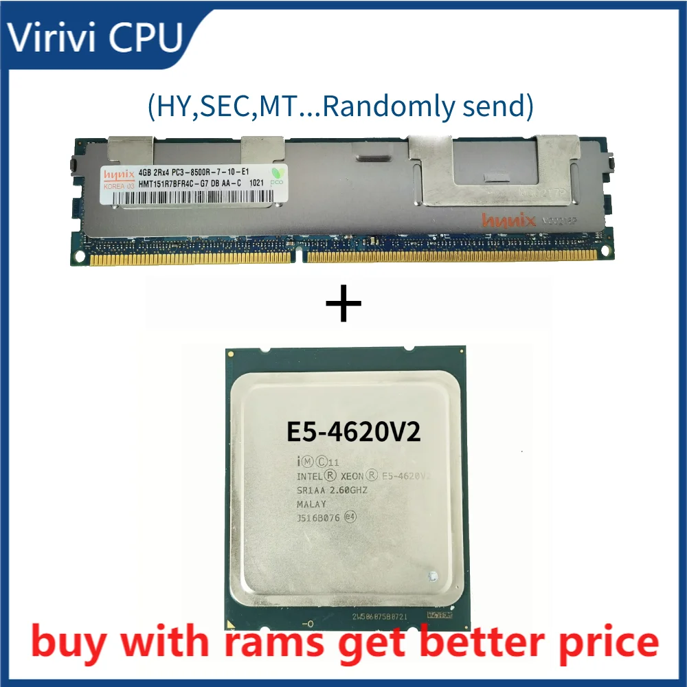 

DDR3 4G Server ram with heatsink 1066Mhz with E5-4620V2 Original 2.6GHZ 8-Core 20MB SmartCache E5-4620V2 FCLGA2011 95W E5 4620V2