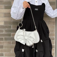 xiuya bowknot heart chain underarm shoulder bag female 2022 new trendy y2k style handbags millennial hot girl mobile phone bag