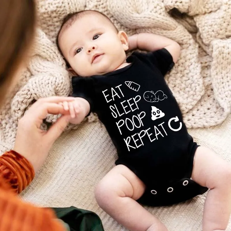 

Newborn Summer Romper Eat Sleep Poop Repeat Infant Toddler Baby Boy Girl Funny Bodysuit Letter Rompers Jumpsuit Clothes Outfit