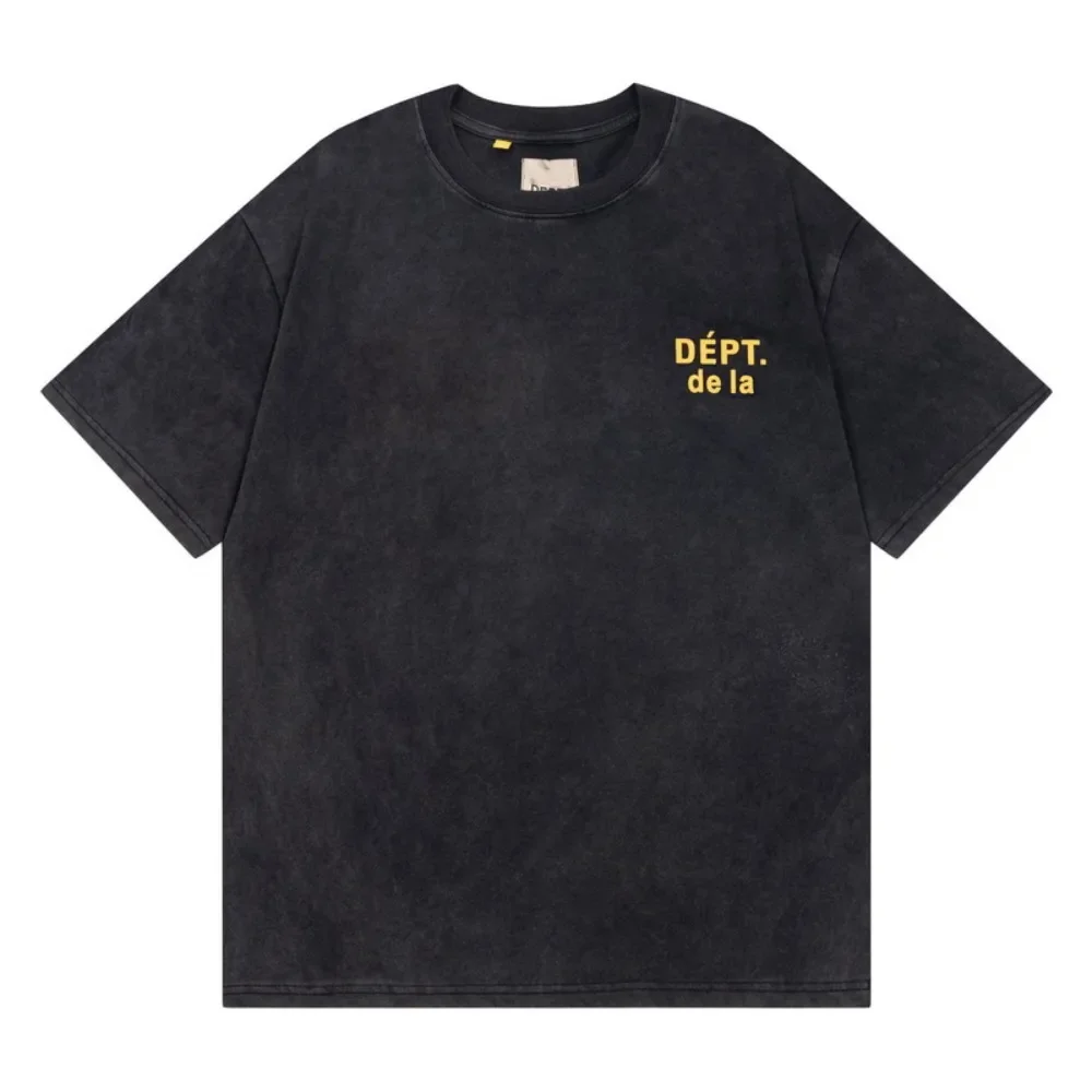 DEPT New Vintage Wash черная футболка Мужская модная брендовая с буквенным принтом GALLERY Logo